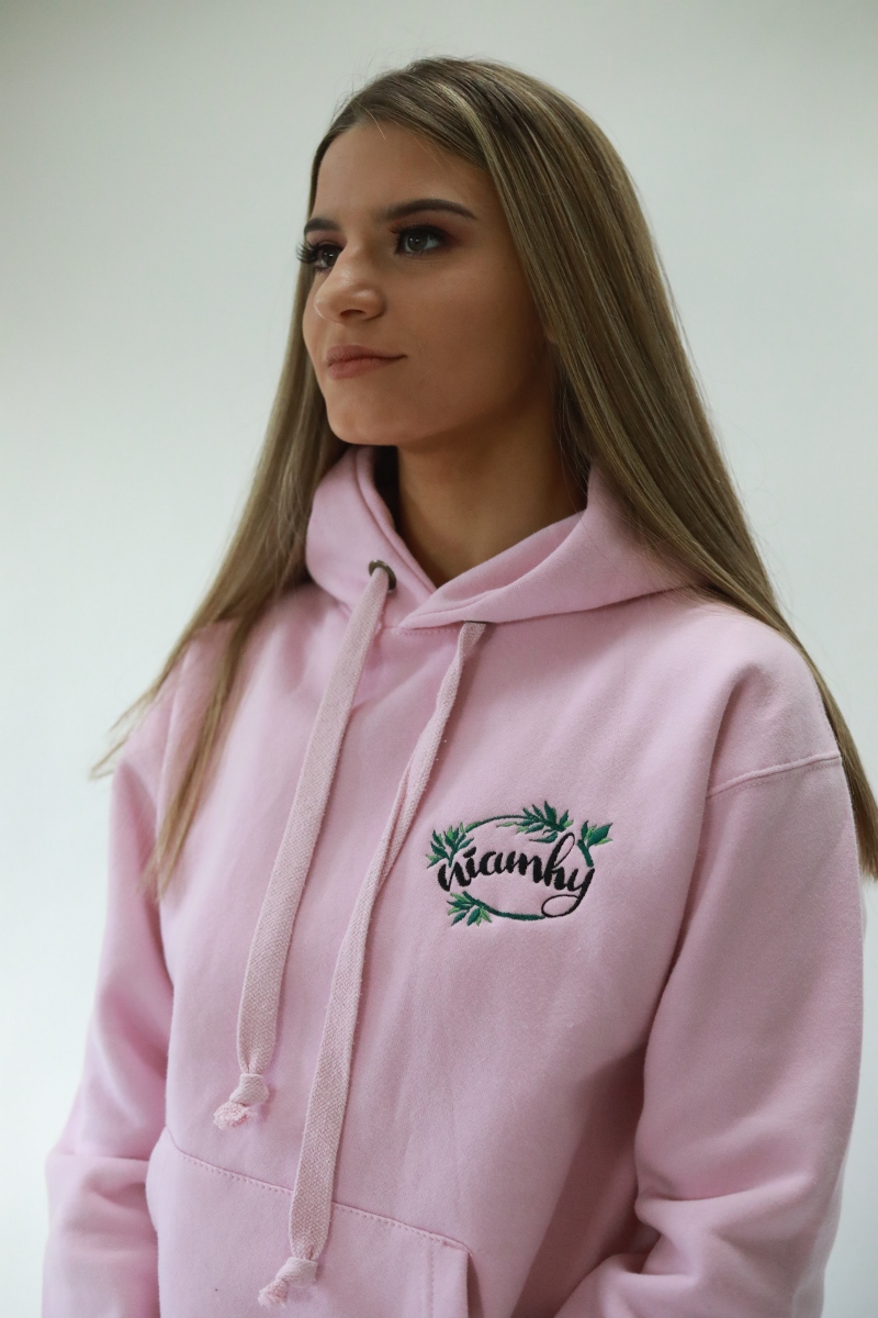 Unisex Niamhy Hoodie - Baby Pink, with flower
