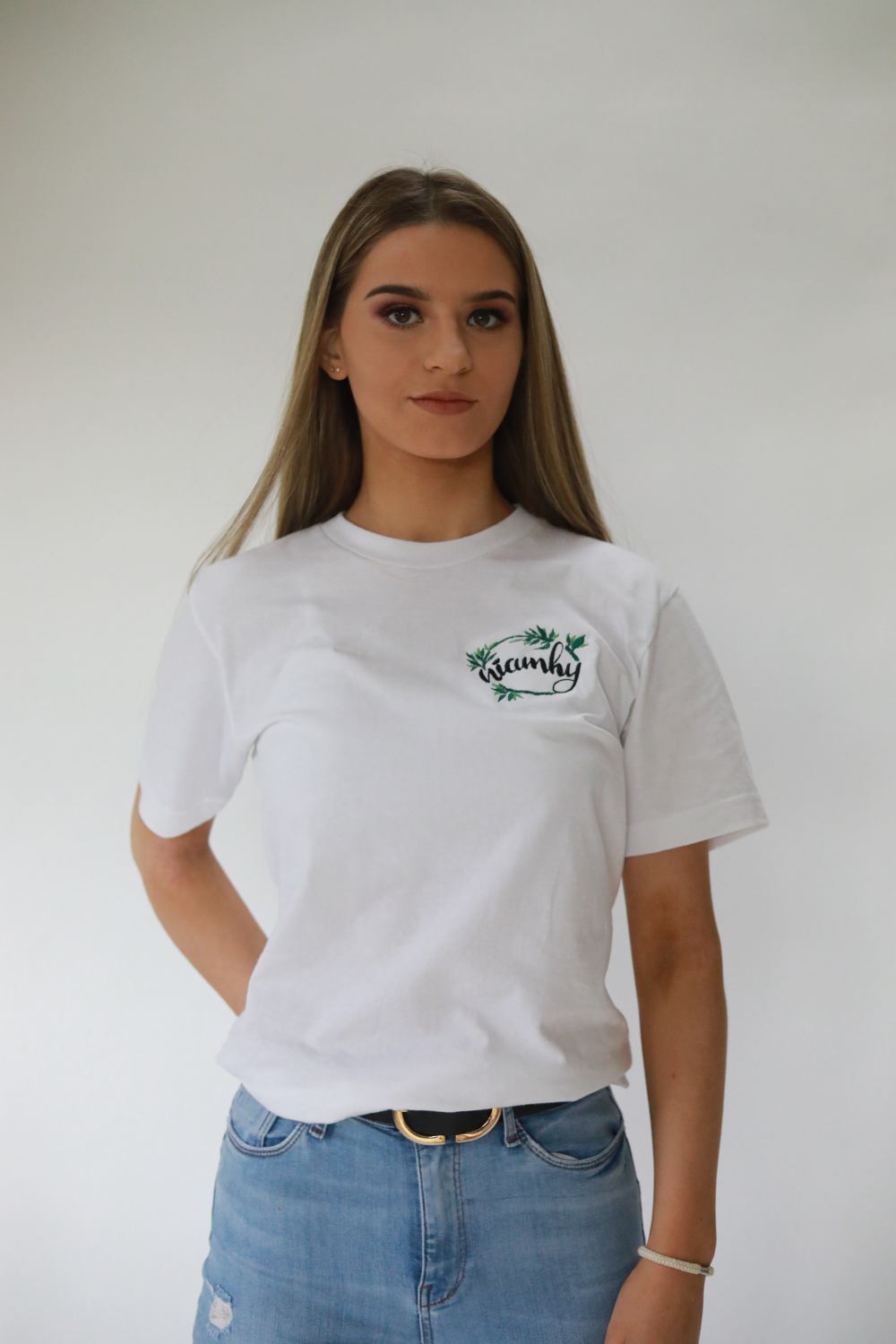 Oversize T-Shirt - White, with Flowers