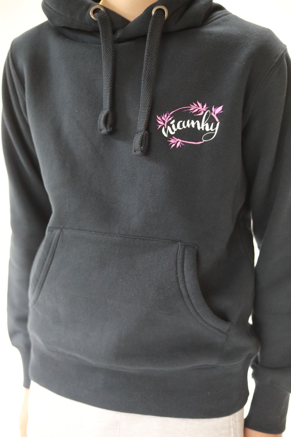 Unisex Niamhy Hoodie - Black, with flowers