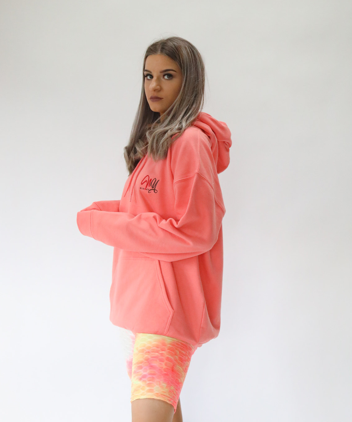 Niamhy Fleeced Hoodie - Coral