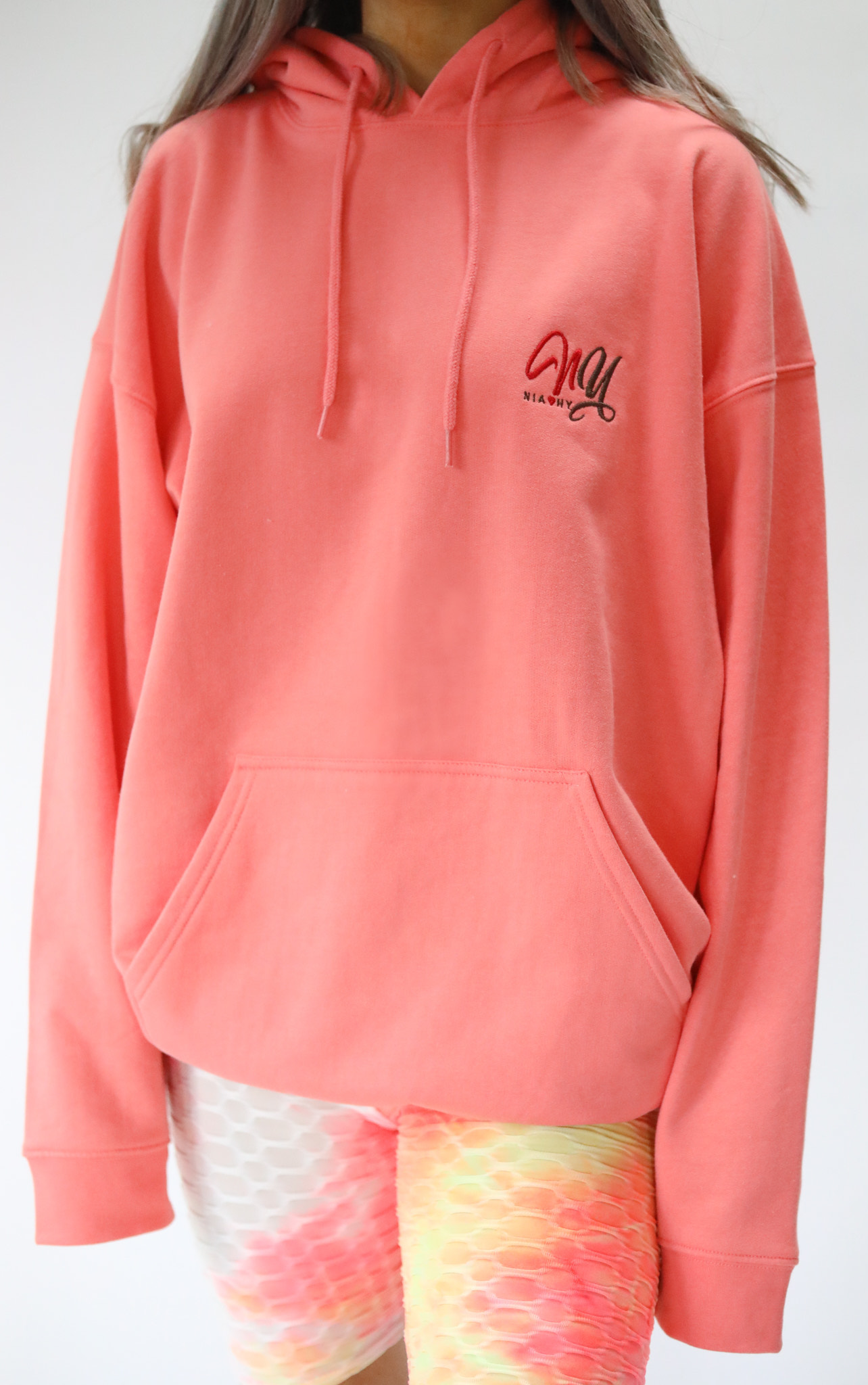 Niamhy Fleeced Hoodie - Coral - Image 2