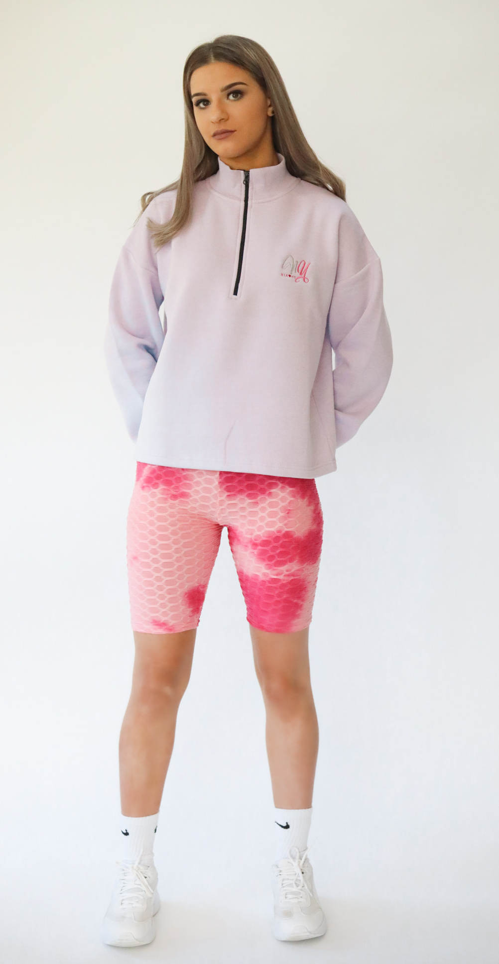 Textured Detail Tie Dye Cycling Shorts – Pink – Niamhy Clothing